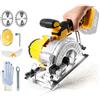 JOJOCY Sega circolare senza fili compatibile con batteria DeWalt 18 V/20 V, 6200 giri/min con 3 lame 125 mm, profondità di taglio 32 mm per taglio di legno, plastica, piastrelle (per batteria DeWalt)