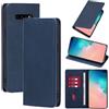 Vauki Cover per Samsung Galaxy S10 Plus Custodia in Pelle PU Slot Schede Flip TPU Silicone Case Supporto Stand Magnetica Antiurto Caso per Samsung Galaxy S10 Plus 6.4, Blu