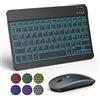 TECURS Set Tastiera e Mouse Wireless Bluetooth, Tastiera e Mouse Portatile Sottile Silenziosa Ricaricabile Retroilluminata per iPad Tablet/PC/iOS/Android/Windows (FR Layout - AZERTY)
