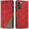 SONWO Cover per Samsung Galaxy S21 Fe, Flip Caso in PU Pelle Case Cover Custodia con Slot per Schede e Supporto Stand per Galaxy S21 Fe, Rosso