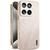 ILING Cover per Motorola Moto G56 5G, Design Unico in Metallo Spazzolato, Premio Finitura in Pelle Custodia, Ultrasottile Morbido Silicone TPU Bumper Antiurto Case (Oro)