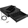 VEVOR Cassetto per Registratore di Cassa, Cassetto Portasoldi Apertura Automatico con 3 Metodi di Sblocco, Cassetta Portavalori con 5 Scomparti per Banconote e 8 per Monete, 41 x 42 x 10 cm (Nero)