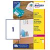 Avery Italia L4610-25 Etichette adesive in carta bianca coprente, 25 fogli A4, rettangolari 199,6x289,1mm, 1 etichetta per foglio, adesivo permanente, stampanti laser e inkjet