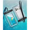 YOSH IPX8 Galleggiante Custodia Impermeabile Smartphone 2 Pezzi Fino a 7,0 | Custodie Subacquee per Nuoto, Borsa Impermeabile con Cordino Aggiornato per iPhone 17 16 15 14 Pro Max Samsung S26 S25 Ultra