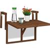 Relaxdays Tavolino Pieghevole per Balcone, da Appendere, Regolabile in Altezza, Salvaspazio, HxL 60x45 cm, Marrone Scuro