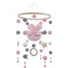 GFTCGK Mobile Baby, Baby Mobile, Accessori per bambini, Culla mobile, Campana a vento per bambini, in legno con palline di feltro 3D, ciondolo a campana per lettino, ragazzi e ragazze (coniglio rosa)
