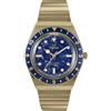 Timex Orologio da donna Q Donna Cassa in acciaio inossidabile placcata oro Movimento al quarzo Quadrante blu Bracciale blu Bracciale in acciaio placcato oro con chiusura deployante 5 ATM