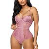 Buitifo Donna Sexy Lingerie Babydoll Body Senza Ferretto Un Pezzo Lingerie Sleepwear Trasparente Camicia da Notte Teddy Scollo a V Biancheria Intima（Pink,M