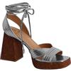 EL CABALLO Riva, Sandali estive con Tacco-Scarpe Donna Eleganti comode, Argento, 39 EU