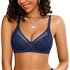 Avidlove Reggiseno Push-up Classico e Confortevole in Pizzo Trasparente Blu Scuro Taglia L