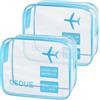 OSDUE 2 Pcs Borse da Valigia Trasparente, Sacche Trasparenti da Aereo, Beauty Case Impermeabili, Borse per Cosmetici con Zip, Beauty Case da Borsa Viaggio per Trasporto di Liquidi, Donna/Uomo (Blu)