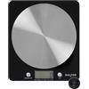Salter 1036 BKSSDR - Bilancia elettronica a disco, vista in TV, design elegante e sottile, piattaforma in acciaio inox filato, aggiungi e pesa liquidi, capacità max di 5 Kg, Nero/cromato
