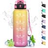 Grsta Borraccia, Borraccia Palestra Senza Perdite, Borraccia Filtrante con Scala Temporale, Borraccia Trekking, Facile da Trasportare, Borraccia Motivazionale 1,5l, per Sport, Fitness, Campeggio, Outdoor