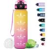 Grsta Borraccia, Borraccia Palestra Senza Perdite, Borraccia Filtrante con Scala Temporale, Borraccia Motivazionale, Facile da Trasportare, Borraccia Plastica 1 Litro, per Sport, Trekking, Fitness