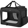 FEANDREA Trasportino per Cani, Gabbia Pieghevole per Animali Domestici, Taglia XL, Tessuto Oxford e Maglia, Traspirante, Portatile, Struttura in Metallo, con Manici e Tasche, 81 x 58 x 58 cm, Nero PDC80H
