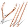 ACWOO Taglia Cuticole Professionale, 4 Pezzi Tronchesi per Cuticole, Tronchese Unghie Acciaio Inox per Unghie Incarnite Spesse Dure, Kit di Strumenti per Manicure con Spingi Cuticole (oro)