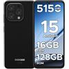 DOOGEE N55 Smartphone Android 15, 16GB+128GB/2TB TF, 90Hz 6.56" HD+ Display, Telefono Cellulare 13MP+8MP Fotocamera, Telefono 5150mAh Batterie, 4G Dual SIM/Widevine L1/Face Unlock, Nero