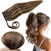 RUNATURE Coda Capelli Extension Castano Evidenziato 30cm 70g Lisci Extension Coda Capelli Veri #3P12