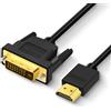 SHULIANCABLE Cavo HDMI a DVI, Bidirezionale DVI-D 24+1 Maschio a HDMI Maschio Ad Alta Velocità 1080P Compatibile con Proiettore, Laptop, TV, PC, Lettore DVD (1M)