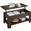 Yaheetech Tavolino da Caffè sollevabile Tavolo Moderno Elevabile da Salotto Divano Caffè con Ripiano Inferiore 98 x 50 x 42-56 cm Marrone