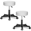Casaria® 2x Sgabello con Ruote Regolabile 46-60 cm in Similpelle Seduta Imbottita Sedia Girevole Sgabelli con Rotelle Sgabello Sgabello Trucco