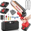 Ginarelo Mini Motosega Elettrica Sega Batteria - Motoseghe per Potatura Taglio Legno e Giardini Seghetto Elettrico con 800W Motori Brushed, 2 Potatore Batterie 6" Minisega Elettrosega Tagliarami Ginarelo