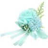 QUARKZMAN Polso Corsage Fiore Artificiale Braccialetti 1pz Rosa Polso Sposa Sposo Decorativo per Matrimonio Cerimonia Ballo Fine Anno Festa Anniversario 12x10cm Turchese