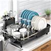 SAYZH Scolapiatti estensibile, Colapiatti regolabile, Scolapiatti da Appoggio, colino per piatti con portautensili, scolapiatti per bancone della cucina, Nero