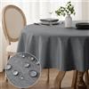 Softalker Tovaglia Rotonda Antimacchia 120 cm Diametro in Finto Lino Grigio Elegante Tovaglie da Esterno Impermeabile per Protezione Moderna Tavolo per Autunnale,Natalizia Feste,Compleanno,Matrimonio