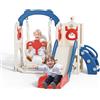 Krovtoy Scivolo per bambini 6 in 1, scivolo per bambini a tema alce natalizio con altalena,attrezzatura per parco giochi con scivolo, scivolo da 1 a 3 anni(Alce rosso blu-6 in1)