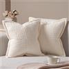 Topfinel Fodere Cuscini 40x40 Crema in Velluto a Coste, 2 Pezzi con Cerniera Invisibile, Copricuscini Decorativi per Divano, Camera da Letto, Casa