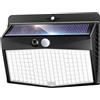 nipify nifipy Faretti Solari a Led da Esterno, 168LED Faro LED Esterno con Sensore Movimento, IP65 Impermeabile Luce Solare LED Esterno, 3 Modos Lampada Solare da Giardino, Garage, Parete -1 Pezzi