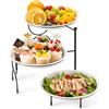 Lifewit Vassoio da Portata con 3 Piatti Rotondo, Rotondo Vassoio Plastica, Alzate per Buffet Dolci, Portafrutta da Tavolo, Cucina Decorativo,Vassoi e Piatti con Ripiani, Rastrelliera in Metallo Nero