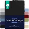 Dreamzie Lenzuola Matrimoniali Cotone 160x200 cm, Altezza Materasso fino a 27 cm - Coprimaterasso Matrimoniale - Nero - Certificato senza Prodotti Chimici (Oeko TEX)