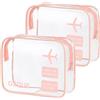 OSDUE 2 Pcs Borse da Valigia Trasparente, Sacche Trasparenti da Aereo, Beauty Case Impermeabili, Borse per Cosmetici con Zip, Beauty Case da Borsa Viaggio per Trasporto di Liquidi, Donna/Uomo (Rosa)