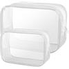 OSDUE 2 Pcs Borse da Valigia Trasparente, Sacche Trasparenti da Aereo, Beauty Case Impermeabili, Borse per Cosmetici con Zip, Beauty Case da Borsa Viaggio per Trasporto di Liquidi, Donna/Uomo (L+S)
