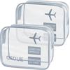 OSDUE 2 Pcs Borse da Valigia Trasparente, Sacche Trasparenti da Aereo, Beauty Case Impermeabili, Borse per Cosmetici con Zip, Beauty Case da Borsa Viaggio per Trasporto di Liquidi, Donna/Uomo (Grigio)