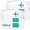 OSDUE 2 Pcs Borse da Valigia Trasparente, Sacche da Aereo, Beauty Case Impermeabili per Cosmetici, con Zip, per Viaggio, Trasporto di Liquidi, Donna/Uomo (Verde)