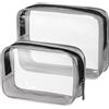 OSDUE 2 Pcs Borse da Valigia Trasparente, Sacche Trasparenti da Aereo, Beauty Case Impermeabili, Borse per Cosmetici con Zip, Beauty Case da Borsa Viaggio per Trasporto di Liquidi, Donna/Uomo (L+S)