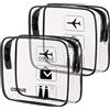 OSDUE 2 Pcs Borse da Valigia Trasparente, Sacche da Aereo, Beauty Case Impermeabili, con Zip, per Trasporto di Liquidi, Donna/Uomo (Nero)