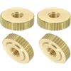 QUARKZMAN Dadi a Farfalla Scanalati 4pz M4 x D12mm x H3,5mm Foro Passante Testa Piatta Ottone con Collare Testa Piatta Foro Passante Elementi Fissaggio Pomelli Rotondi per Parti Stampanti 3D