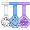 Vicloon Orologio da Infermiere, 3Pcs Orologio per Infermieri in Silicone con Spilla, Infermieri Fob Medical Watch Quandrante Rotondo, Orologi da Tasca per Medici e Paramedico
