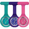 Vicloon Orologio da Infermiere, 3Pcs Orologio per Infermieri in Silicone con Spilla, Infermieri Fob Medical Watch Quandrante Rotondo, Orologi da Tasca per Medici e Paramedico