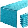 Pufogu 6 Packs 12 x 108 inches Turquoise Sequin Table Runner, Glitter Turquoise Blue Table Runner for Wedding Birthday Bachelorette Holiday Party Supplies Decorations Bridal Shower Baby Shower