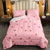Loussiesd biancheria da per ragazze fragole rosa Set piumone set da matrimoniale in microfibra Kawaii piumino in microfibra gattino frutta con inserto piumino trapunta per camera da 135x200cm