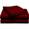 Custom Silk 100% cotone egiziano, 1 lenzuolo con angoli a righe bordeaux con 400 fili in cotone per una maggiore morbidezza e comfort, per letto matrimoniale, 1 lenzuolo con angoli con tasca profonda 45 cm per