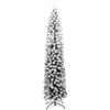 vidaXL Albero di Natale con Neve Decorazione Natalizia Addobbi Feste Abete Sintetico Festoni Ornamenti Artificiale Sottile Verde 210 cm in PVC