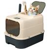LANTUS Cassettiera per lettiera chiusa per gatti, casa da toilette, vassoio rimovibile, pala, per gatti grandi, capacità di carico 15 kg, a prova di perdite, grande casa da toilette 37 x 49 x 37 cm (nero)