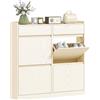HOMCOM Scarpiera Salvaspazio Slim con 4 Ante a Ribalta, Scarpiera Ingresso con 2 Cassetti Scorrevoli in Legno, Porta Scarpe per 8 Paia, 98x19.2x95.3 cm, Bianco