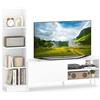 KOMFOTTEU Mobile TV per TV fino a 50, 2 in 1 Panca TV e Librerie con ripiani laterali e armadio a porta, mobile multifunzionale per soggiorno camera da letto e ufficio (bianco)